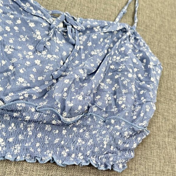 NEW! Hippie Rose Juniors Crop Cami Top Blue Strappy X-Large Floral Rayon - Picture 4 of 9